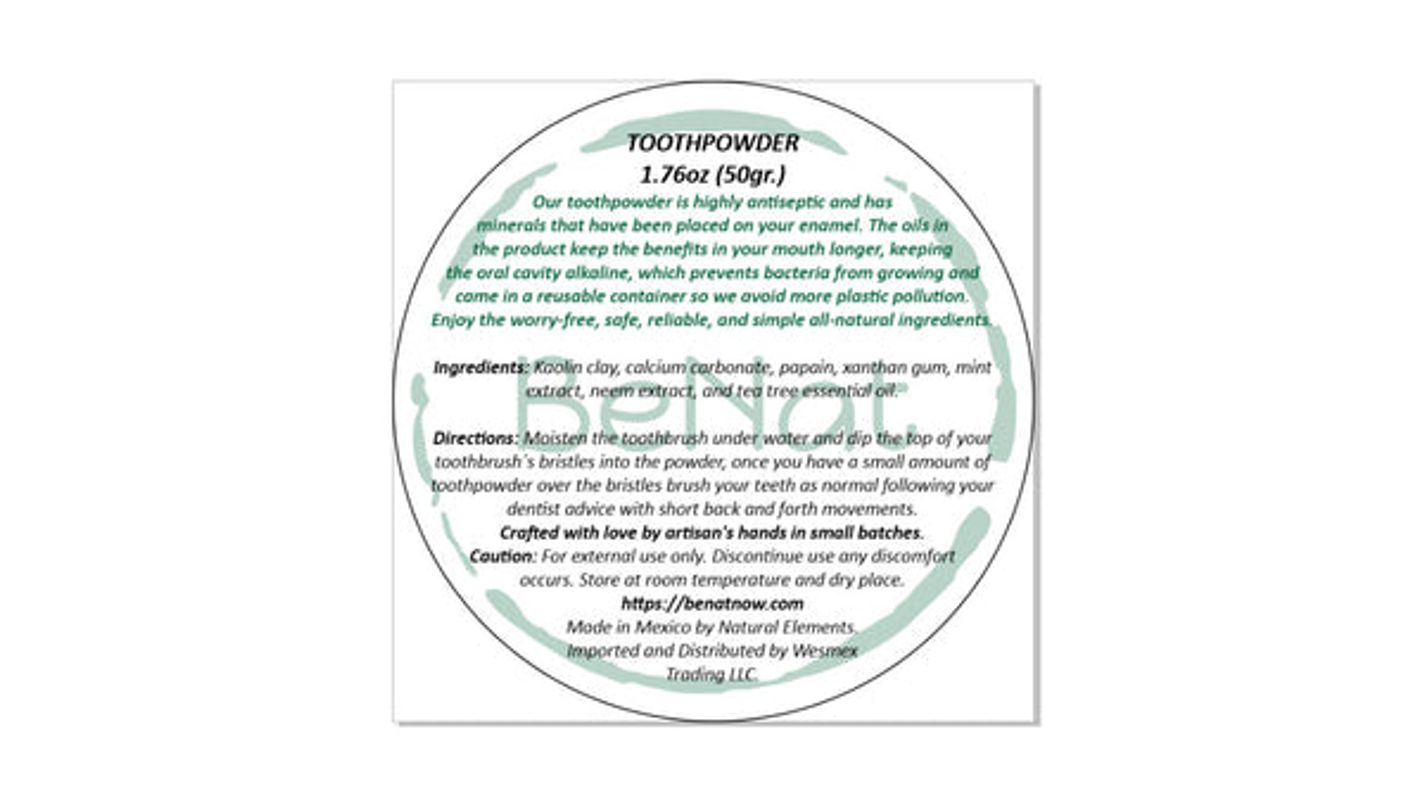 Natural Tooth Powder Antiseptic Enamel Guard Eco Conscious