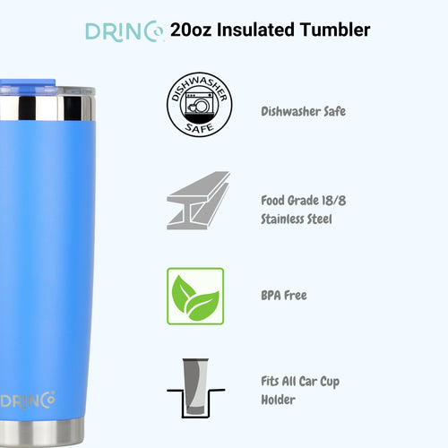 Drinco 20oz Insulated Tumbler Spillproof Lid Travel Blue