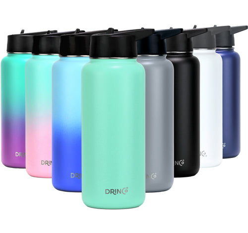 Drinco 32Oz Stainless Steel Water Bottle Three Lids Athlete
