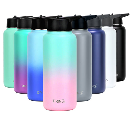 Stainless Steel Water Bottle 32oz DRINCO Three Lids Outdoor