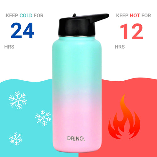 Stainless Steel Water Bottle 32oz DRINCO Three Lids Outdoor