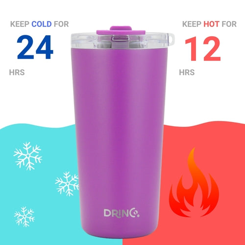 DRINCO Insulated Tumbler Spill Proof Lid 20oz Purple Travel