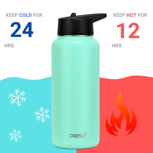 Drinco 32Oz Stainless Steel Water Bottle Three Lids Athlete
