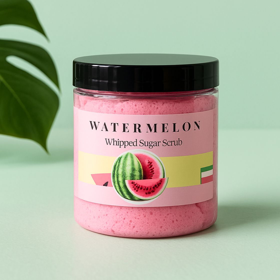 Juicy Watermelon Whipped Sugar Soap Scrub – Refreshing Exfoliating Body Cleanser
