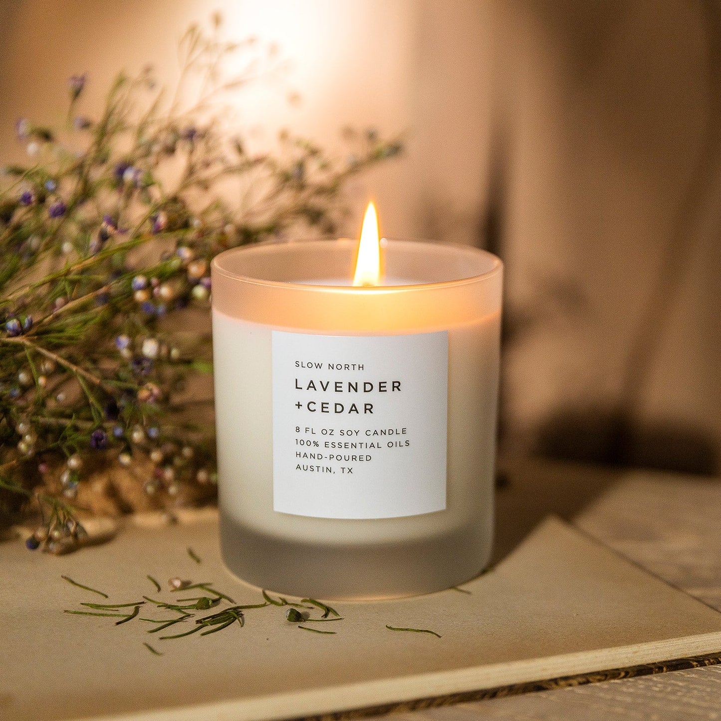 Lavender Cedar Candle Calming Eco Friendly For Wellness