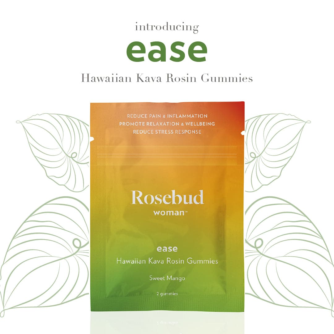 Ease Hawaiian Kava gummies by Rosebud Woman in glass jar with kava leaves – Zenava
