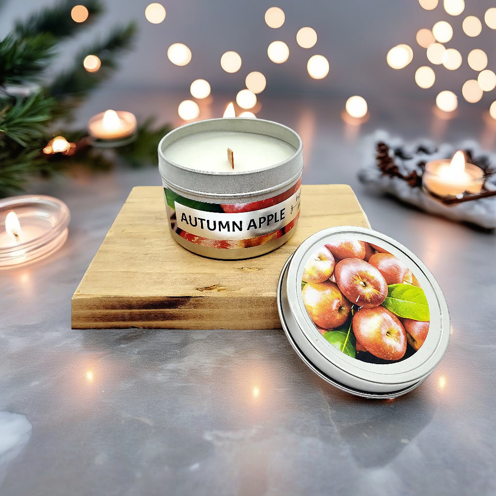 Holiday wood wick candle gift set with Cinnamon Vanilla & Autumn Apple scents – Zenava
