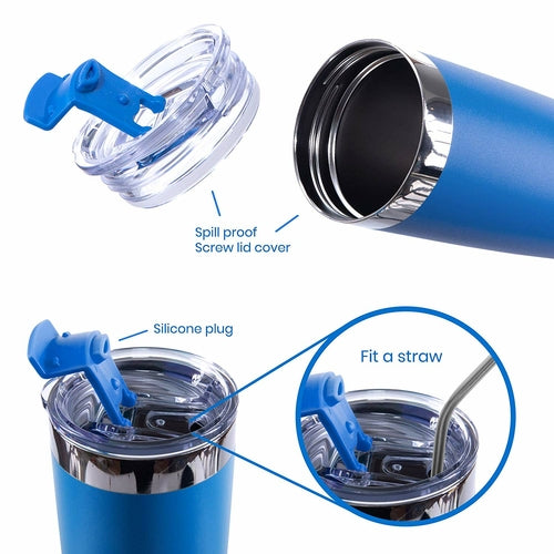 Drinco 20oz Insulated Tumbler Spillproof Lid Travel Blue