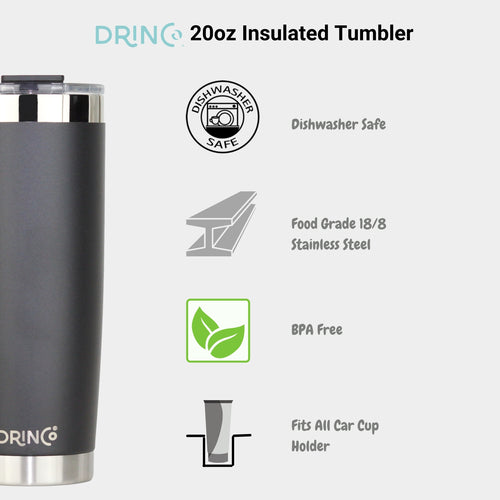 Drinco 20oz Insulated Tumbler With Spill Proof Lid Travel