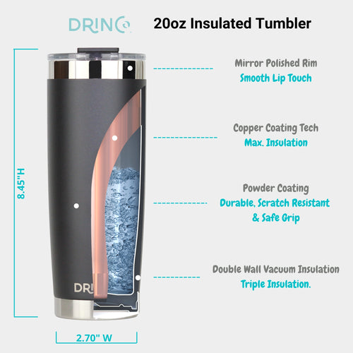 Drinco 20oz Insulated Tumbler With Spill Proof Lid Travel