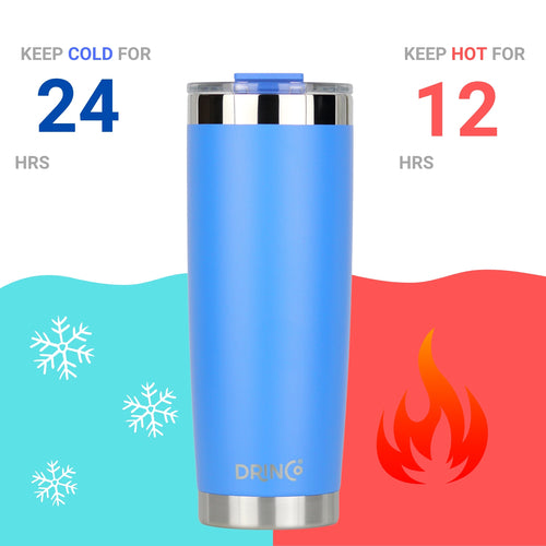 Drinco 20oz Insulated Tumbler Spillproof Lid Travel Blue