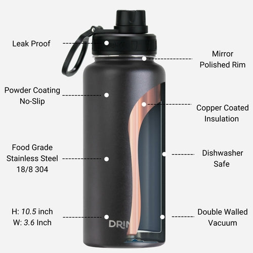 Drinco 32oz Stainless Steel Water Bottle Durable Outdoors