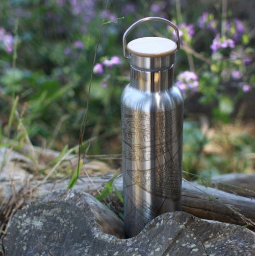 Custom Des Moines Map Bottle Bamboo Top Insulated Gift
