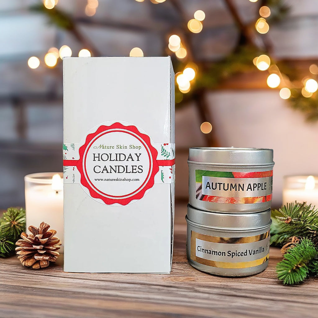 Holiday wood wick candle gift set with Cinnamon Vanilla & Autumn Apple scents – Zenava
