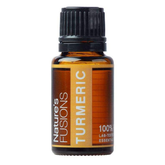 Turmeric essential oil bottle with fresh turmeric root and dropper – Zenava
